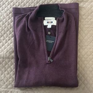 Large Joseph Abboud 100% merino wool plum quarter-zip sweater